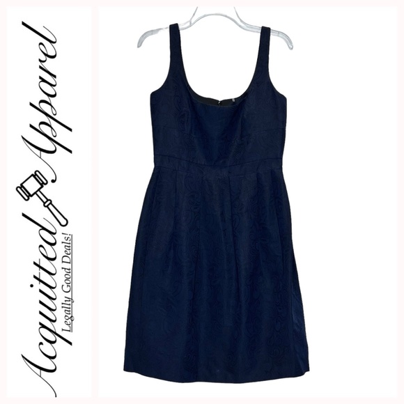 Elie Tahari Sleeveless Navy Blue Scroll Dress - Picture 1 of 13
